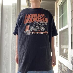 Harley-davidson Men's Black and Grey T-shirt